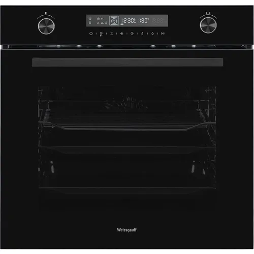 Духовой шкаф электрический WEISSGAUFF EOM 751 PDB Black Edition, 72л, дверца с 3 стеклами, черный