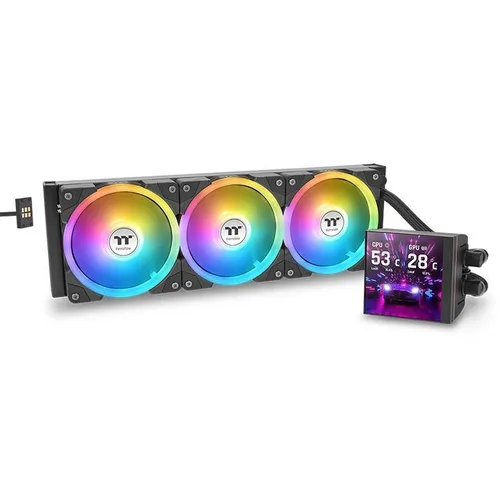 Система водяного охлаждения Thermaltake MAGFloe 360 Ultra, LCD, 4-pin, ARGB, 120мм, белый, retail [cl-w432-pl12sw-a]