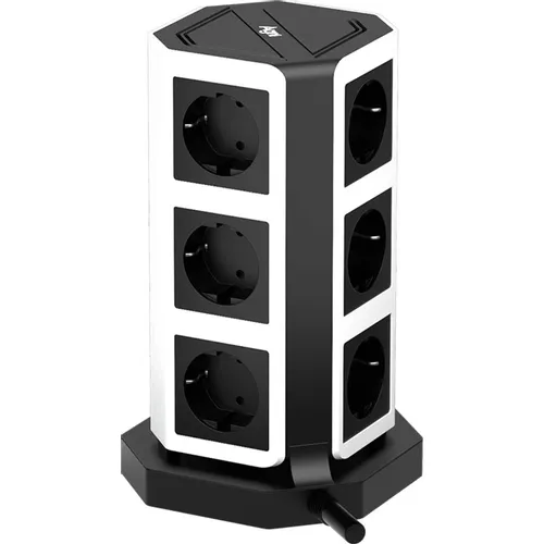 Сетевой фильтр AGNI TP-VD5U9E, 2м, черный/белый [tp-vd5u9e-c-2m-black-white]
