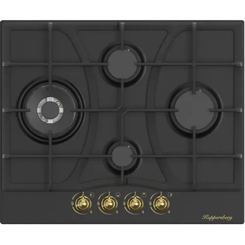 Газовая варочная панель KUPPERSBERG Classic FS 610 Ant Bronze, 4 конфорки, эмалированная сталь, серый