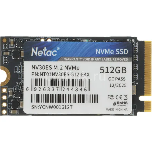 SSD накопитель NETAC NV30ES 512ГБ, M.2 2242, PCIe 3.0 x4, NVMe, M.2 [nt01nv30es-512-e4x]