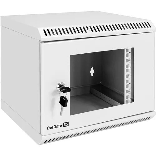 Шкаф коммутационный EXEGATE EС-WM-6U.280.G.GREY EX298623RUS настенный, стеклянная передняя дверь, 6U, 280x287x350 мм