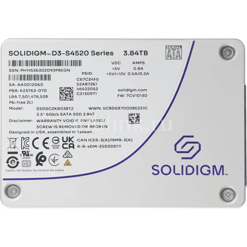 SSD накопитель Intel D3-S4520 SSDSC2KB038TZ1Z 3.8ТБ, 2.5", SATA III, SATA