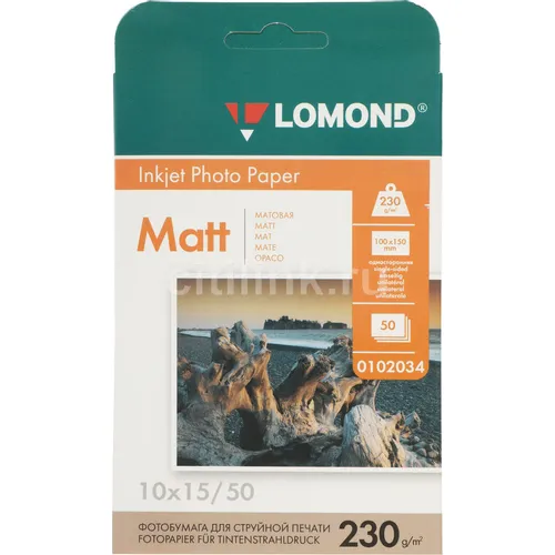Фотобумага Lomond для струйной печати, 50л, 230г/м2, белый, покрытие матовое [0102034]