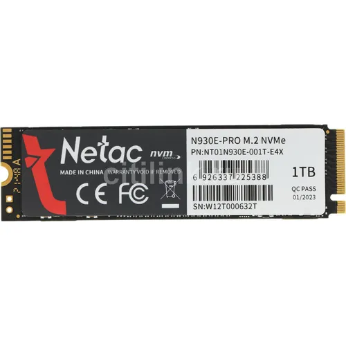 SSD накопитель NETAC N930E Pro NT01N930E-001T-E4X 1ТБ, M.2 2280, PCIe 3.0 x4, NVMe, M.2