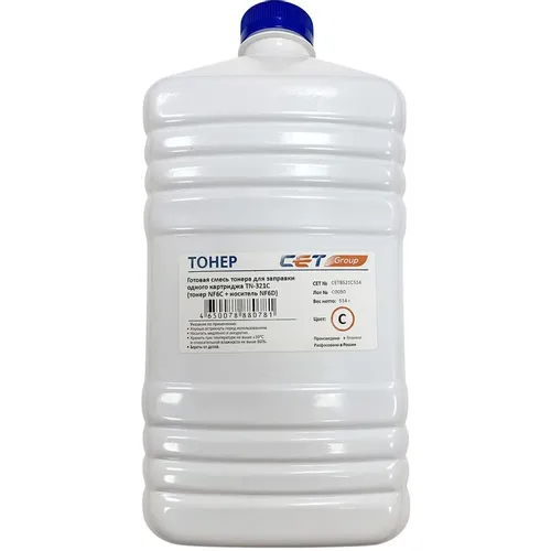 Тонер CET NF6C/NF6D, для Konica Minolta Bizhub C224/284/364, голубой, 514грамм, бутылка, девелопер
