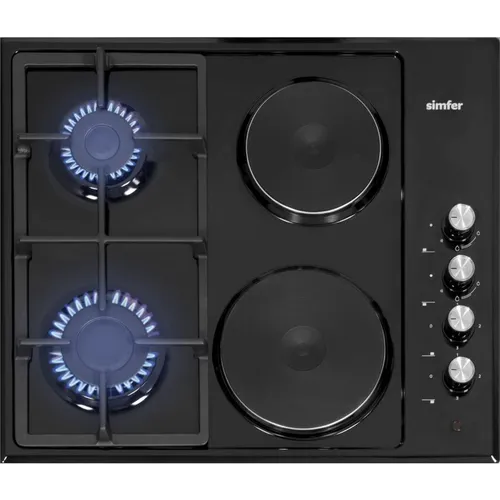Комбинированная варочная панель Simfer H60Q22B516, 4 конфорки, эмалированная сталь, черный