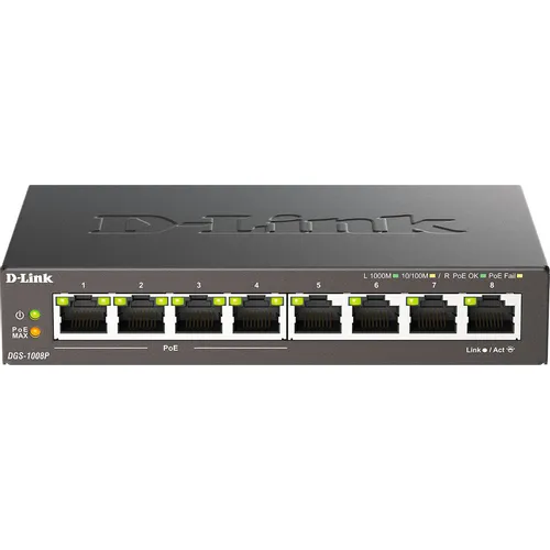 Коммутатор D-Link DGS-1008P, неуправляемый [dgs-1008p/f3a]
