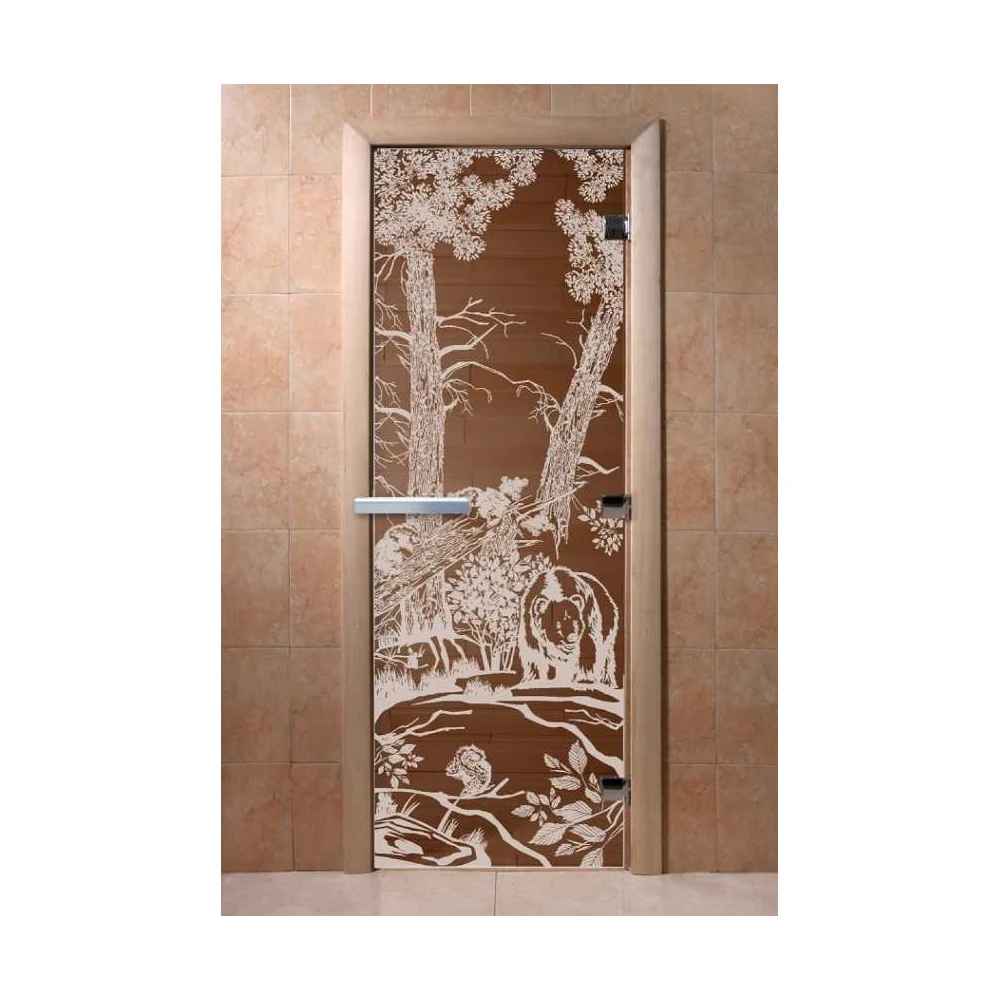 Дверь для бани DoorWood Мишка в лесу