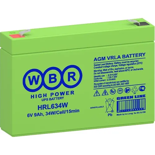 Аккумуляторная батарея WBR HRL634W для ИБП, 6В, 9Ач [hrl634w wbr]
