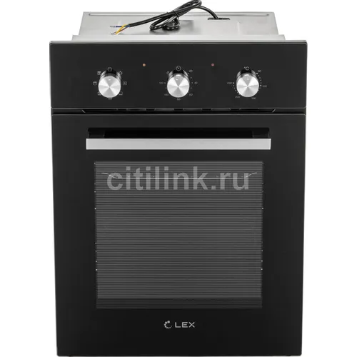 Духовой шкаф электрический LEX EDM 4570 BL, 53л, дверца с 2 стеклами, стекло черное