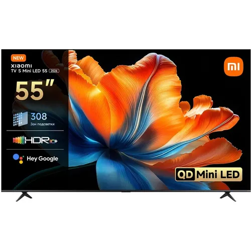55" Телевизор Xiaomi TV S Mini LED 55 2026 QLED, 4K Ultra HD, СМАРТ ТВ, Android TV, темно-серый