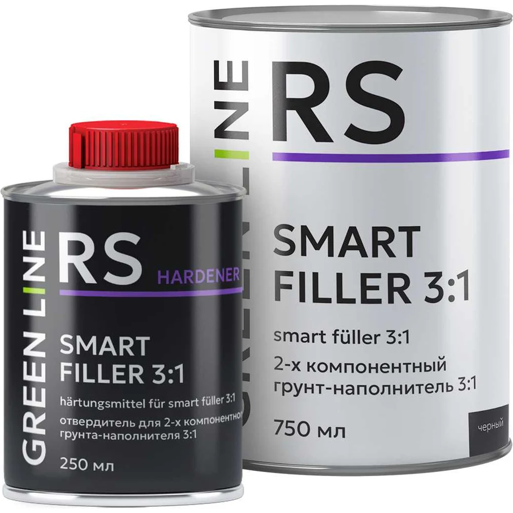 Двухкомпонентный грунт-наполнитель GREEN LINE SMART FILLER 30RS – 750 – SF - black (комплект)