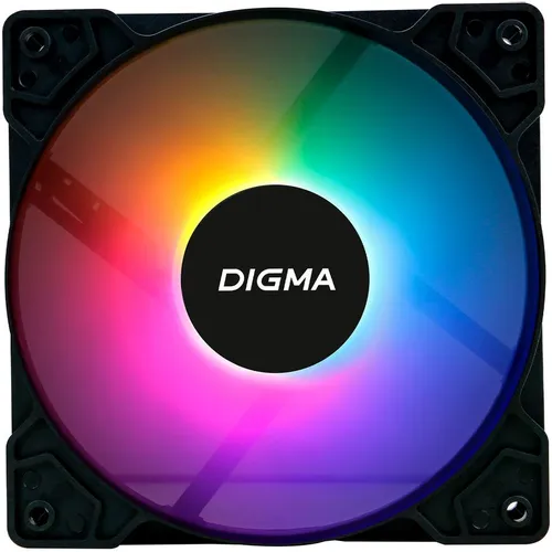 Вентилятор Digma DFAN-FRGB1 120мм, 3-pin, от БП:4-pin (Molex), 1200об/мин, 23 дБ, RGB, черный, Ret