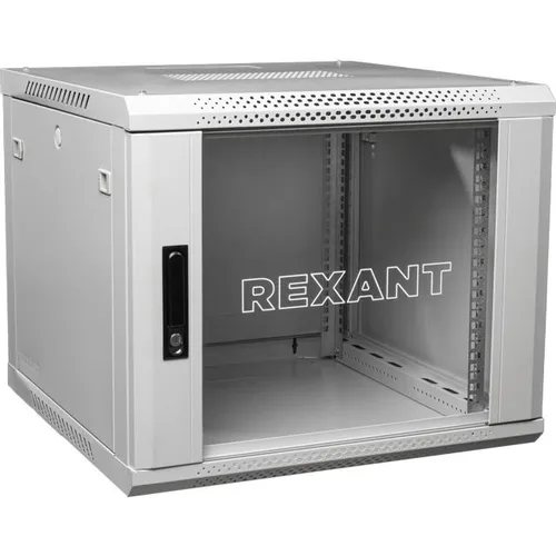Шкаф коммутационный REXANT 04-0966-111 настенный, стеклянная передняя дверь, 9U, 600x501x600 мм