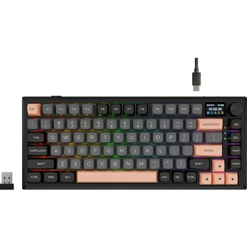 Клавиатура Redragon Eclipse Pro, беспроводная, USB, Bluetooth/Радиоканал, механическая, оптомеханическая, черный/розовый [72708]