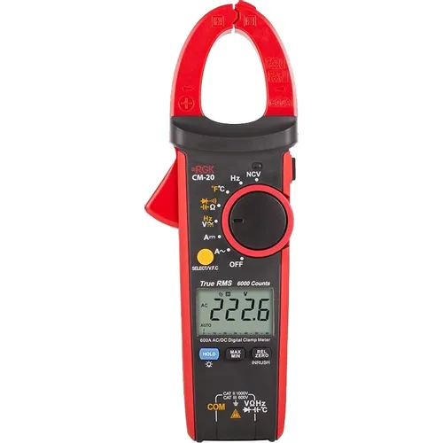 Клещи токоизмерительные RGK CM-20, с поверкой, измер.ток: переменный/постоянный [779692]