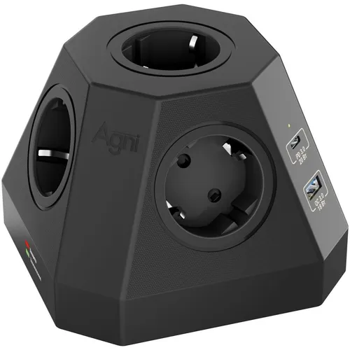 Сетевой фильтр AGNI TP-VH4U5E-PD, 2м, черный [tp-vh4u5e-pd2-2m-black]