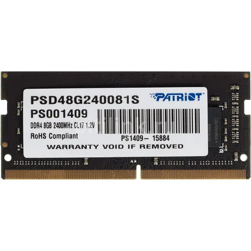 Оперативная память Patriot PSD48G240081S DDR4 - 1x 8ГБ 2400МГц, для ноутбуков (SO-DIMM), Ret