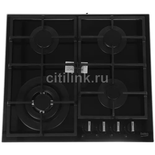 Газовая варочная панель Beko HIYG 64225 SBO, 4 конфорки, закаленное стекло, черный