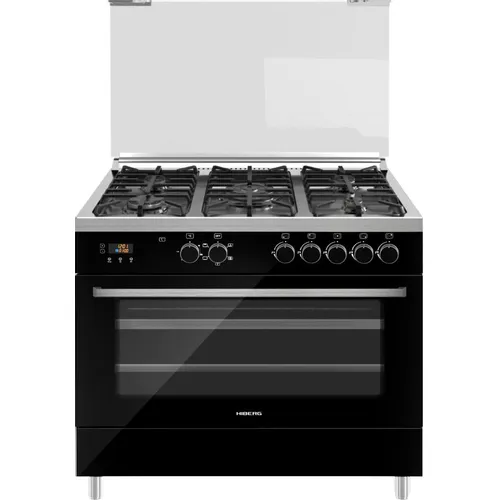 Газовая плита HIBERG FEG950-25MB, электрическая духовка, чугун, черный