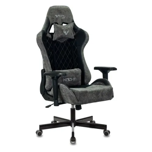 Кресло игровое ZOMBIE VIKING 7 KNIGHT, ткань/экокожа, до 150кг, регулируемые 4D подлокотники, серый
