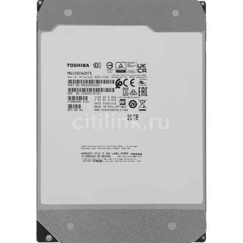 Жесткий диск Toshiba MG10SCA20TE, 20ТБ, HDD, SAS 3.0, 3.5"