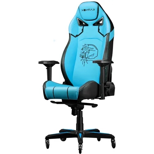 Кресло игровое KARNOX Gladiator Cybot Edition, экокожа, до 180кг, мультиблок, регулируемые 4D подлокотники, синий/черный