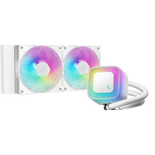 Система водяного охлаждения DeepCool LE240 WH V2, 4-pin, ARGB, 120мм, белый, retail [r-le240-whammn-g-2]