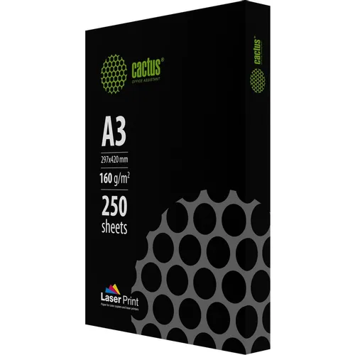 Бумага Cactus LaserPrint CS-LPA3160250, A3, для лазерной печати, 250л, 160г/м2, белый