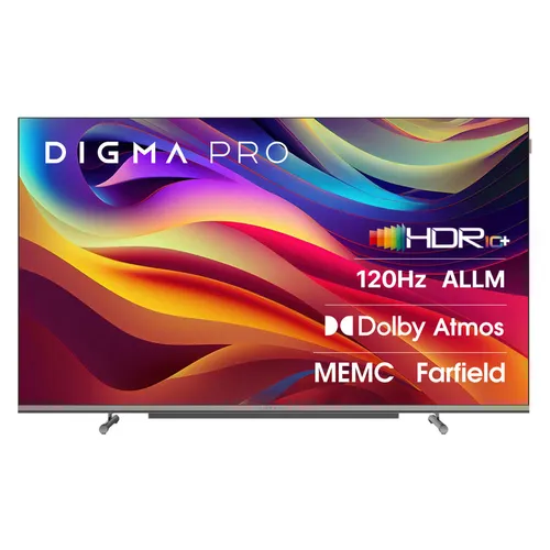 55" Телевизор DIGMA PRO QLED 55L QLED, 4K Ultra HD, СМАРТ ТВ, Google TV, черный