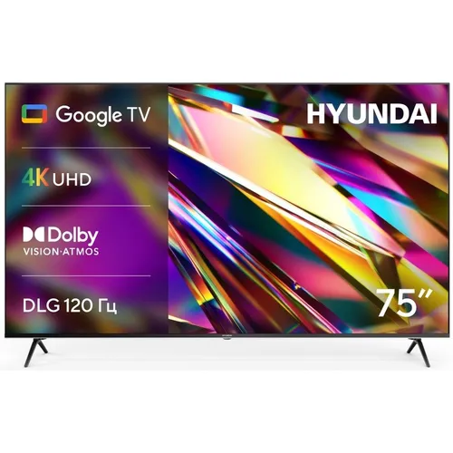 75" Телевизор Hyundai H-LED75BU7011 4K Ultra HD, СМАРТ ТВ, Google TV, черный