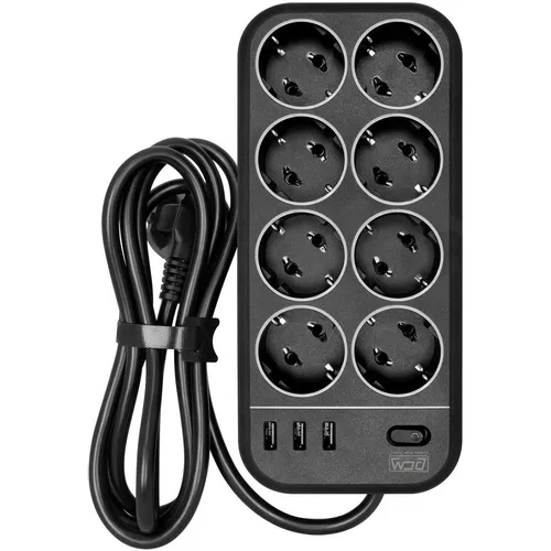 Сетевой фильтр POWERCOM SP-08 USB03AB 3,0М, 3м, черный