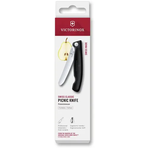 Нож кухонный Victorinox Swiss Classic 6.7803.F, универсальный, для овощей, 110мм, заточка прямая, стальной, черный