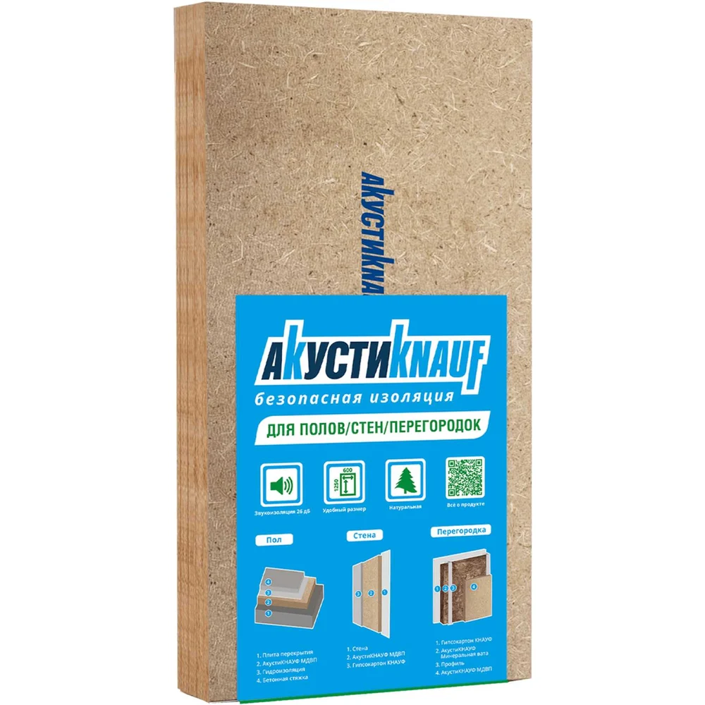Мягкая древесноволокнистая плита (мдвп) Knauf Insulation акустикнауф, 789380
