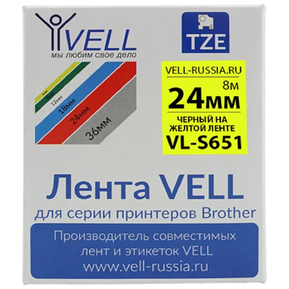 Лента для PT D600/2700/P700/P750 Vell VL-S651 Brother TZE-S651 319963