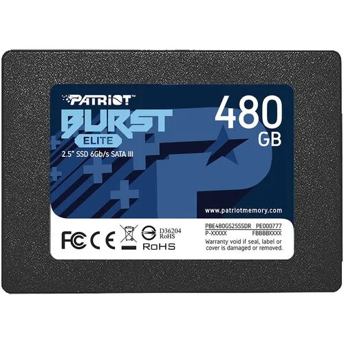 SSD накопитель Patriot Burst Elite PBE480GS25SSDR 480ГБ, 2.5", SATA III, SATA