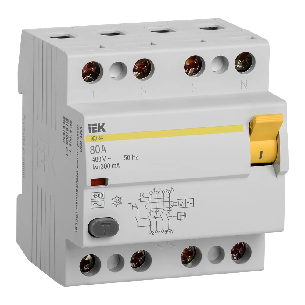 Дифференциальный выключатель IEK ВД1-63 MDV10-4-080-300