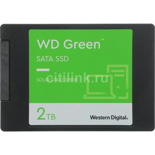 SSD накопитель WD Green WDS200T2G0A 2ТБ, 2.5", SATA III, SATA