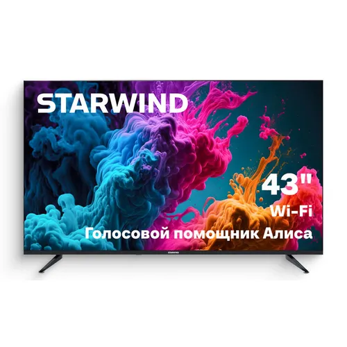 43" Телевизор StarWind SW-LED43UG403 4K Ultra HD, СМАРТ ТВ, YaOS, черный
