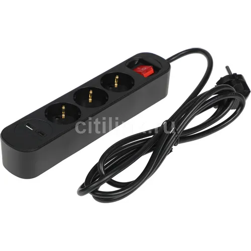 Сетевой фильтр Ritmix RM-231CK, 2м, черный