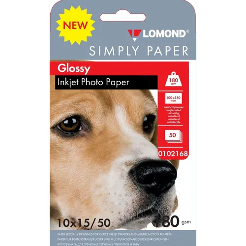 Бумага Lomond Simply, для струйной печати, 50л, 180г/м2, белый, покрытие глянцевое [0102168]