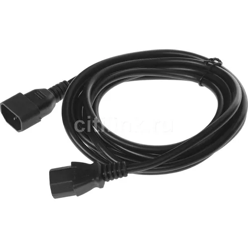 Кабель-удлинитель сетевой KINGPRICE KP-PC-C13-C14-3m, IEC C13 (прямой) - IEC C14 (прямой), 3м, черный