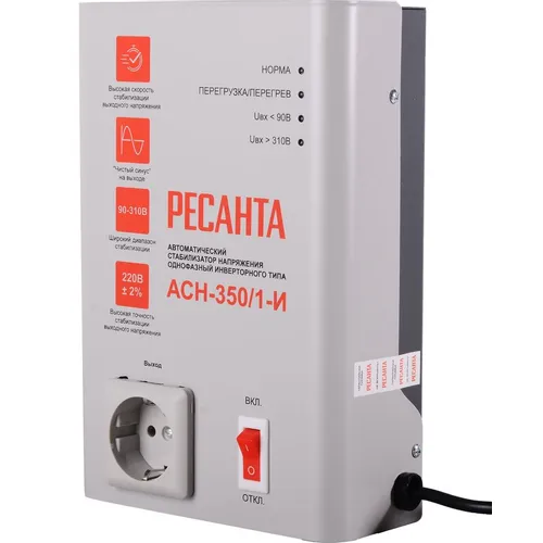 Стабилизатор напряжения Ресанта АСН-350/1-И, белый [63/6/74]