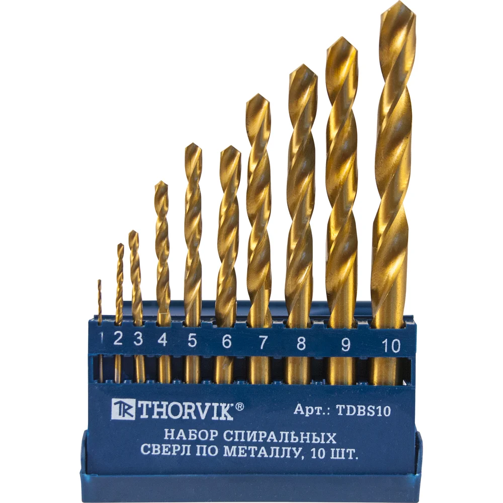Набор спиральных сверл по металлу THORVIK TDBS10 52479