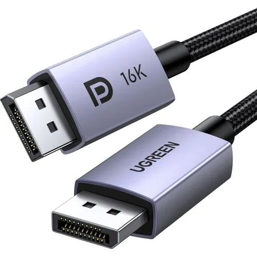 Кабель UGREEN DP118, DisplayPort (m) (прямой) - DisplayPort (m) (прямой), ферритовый фильтр , круглое, 1м, коробка, серый [15383]
