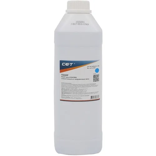 Тонер CET PK201, для Kyocera Ecosys P6030cdn/M6026cdn, голубой, 500грамм, бутылка