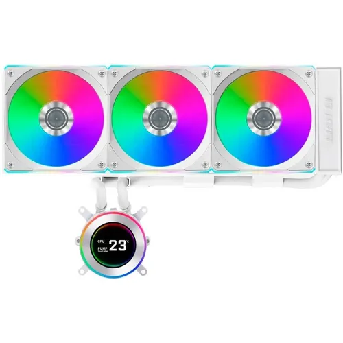 Система водяного охлаждения Lian Li HydroShift II LCD-C 360CL, LCD, 4-pin, ARGB, 120мм, белый, retail [g89.ghs2lcd36rw.r0]