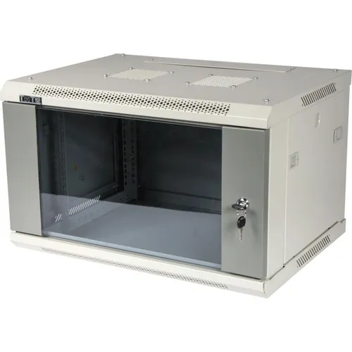 Шкаф коммутационный LanMaster TWT-CBWPG-18U-6X6-GY настенный, стеклянная передняя дверь, 18U, 600x902x600 мм