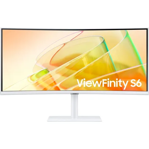 34" Монитор Samsung ViewFinity S6 S34C650TAUXEN, 3440x1440, VA, 100Гц, 1хHDMI, 1хDP, изогнутый, белый [ls34c650tauxen]